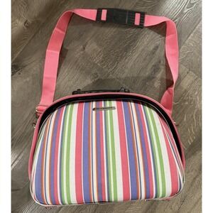 Luca Vergani Weekend Cosmetic Travel Striped Bag with Strap and Handle